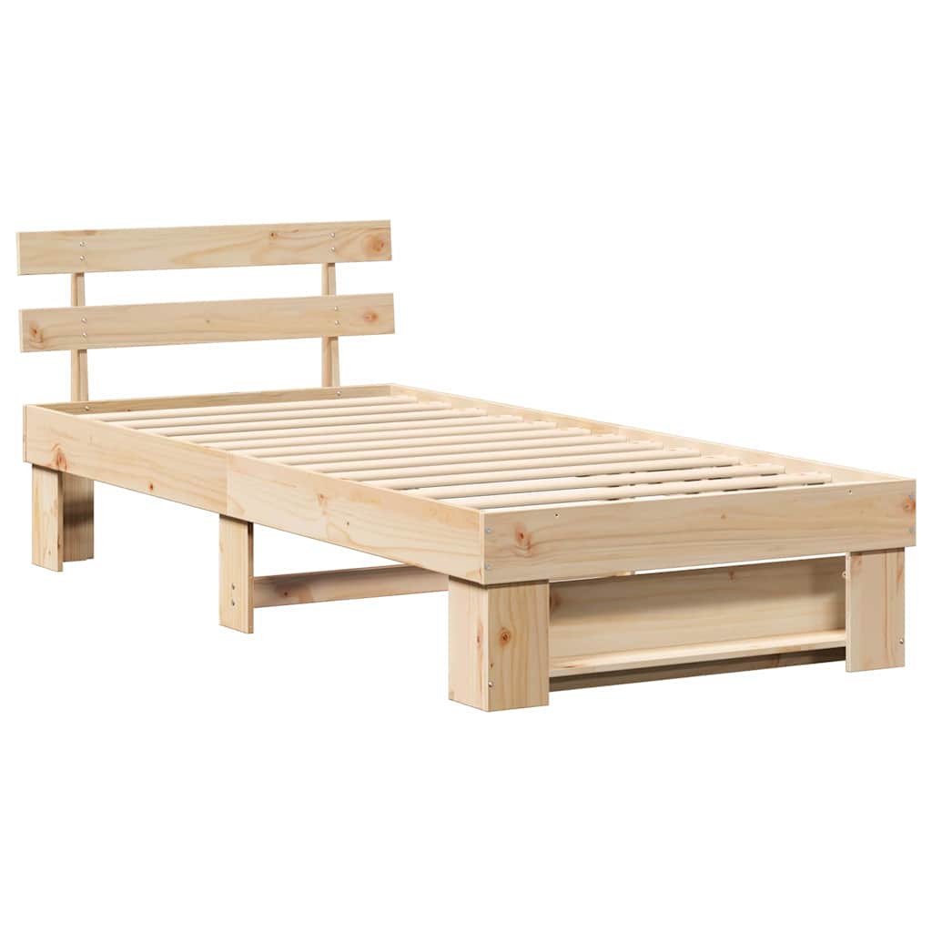 Bed Frame with Headboard Brown 90 x 190 cm Solid pine wood
