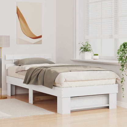 Bed Frame with Headboard White 90 x 190 cm Solid pine wood