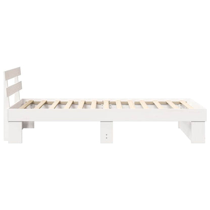Bed Frame with Headboard White 90 x 190 cm Solid pine wood
