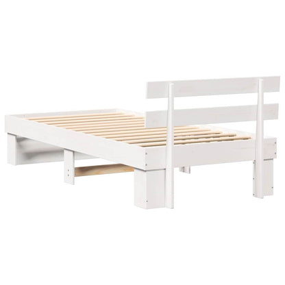 Bed Frame with Headboard White 75 x 190 cm Solid pine wood