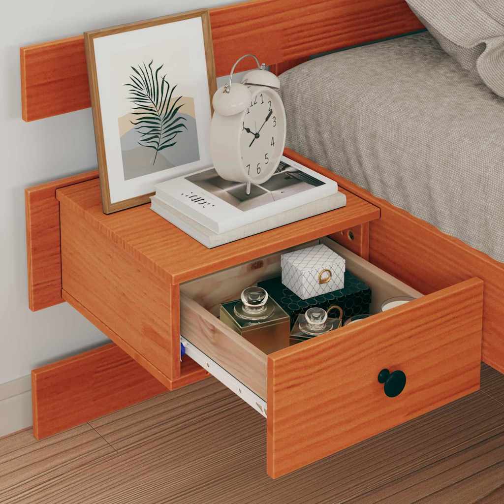 Bed Frame with Headboard Wax brown 100 x 200 cm Solid pine wood