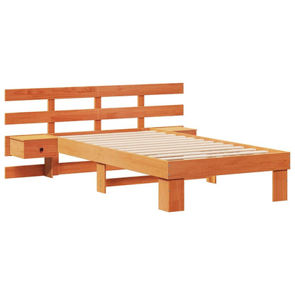 Bed Frame with Headboard Wax brown 100 x 200 cm Solid pine wood