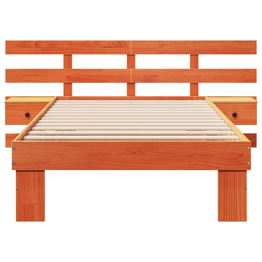Bed Frame with Headboard Wax brown 100 x 200 cm Solid pine wood