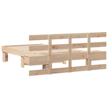 Bed Frame with Headboard Brown 90 x 200 cm Solid pine wood