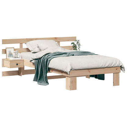 Bed Frame with Headboard Brown 90 x 200 cm Solid pine wood