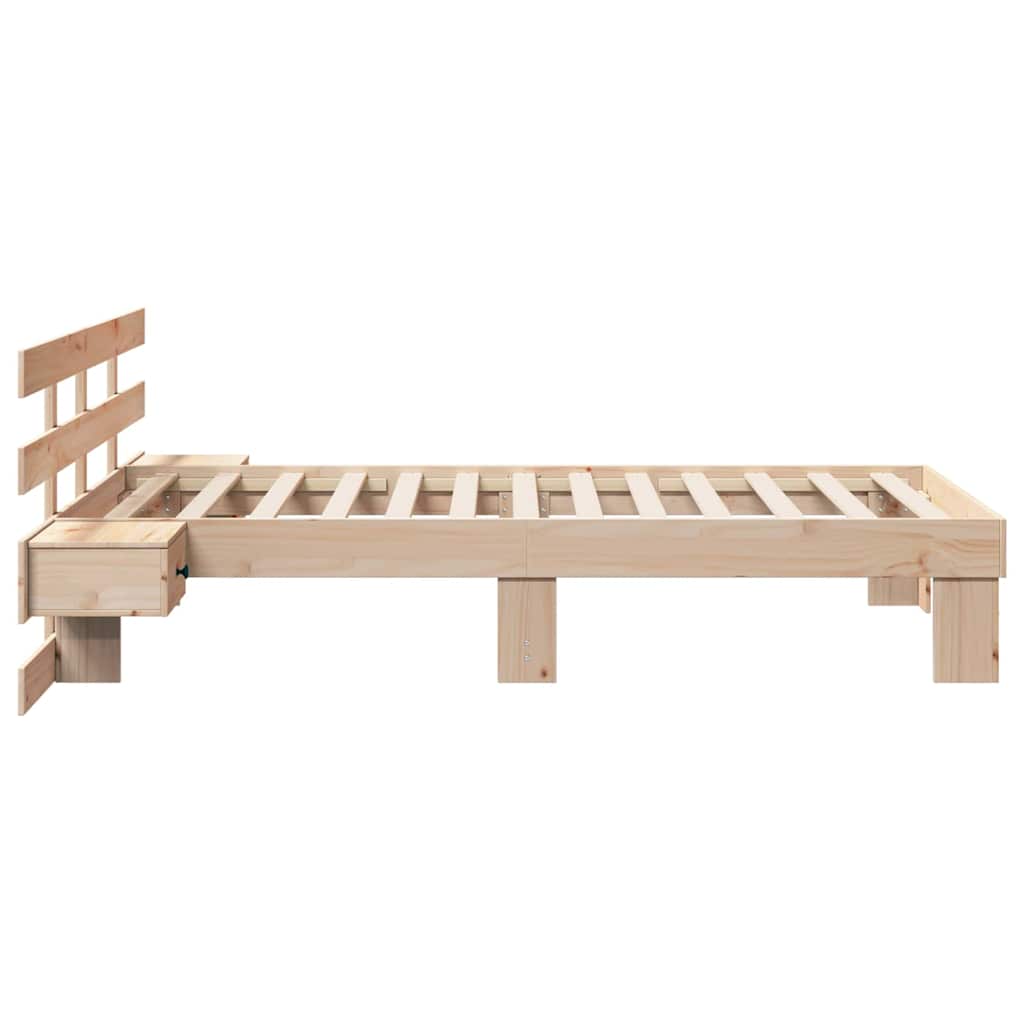 Bed Frame with Headboard Brown 90 x 200 cm Solid pine wood