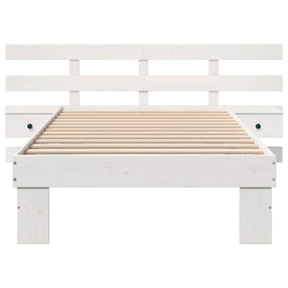 Bed Frame with Headboard White 90 x 200 cm Solid pine wood