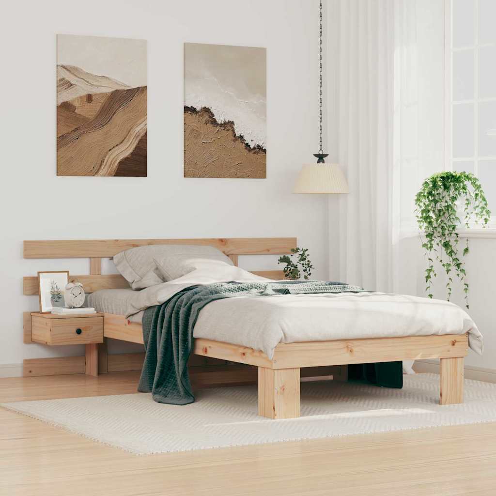 Bed Frame with Headboard Brown 80 x 200 cm Solid pine wood