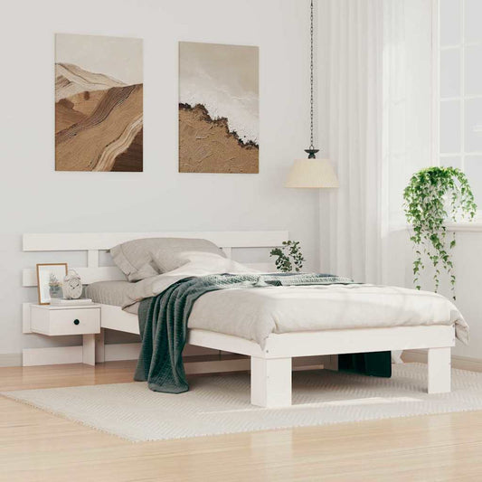 Bed Frame with Headboard White 90 x 190 cm Solid pine wood