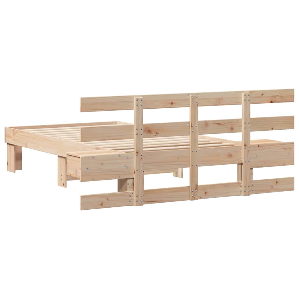 Bed Frame with Headboard Brown 75 x 190 cm Solid pine wood