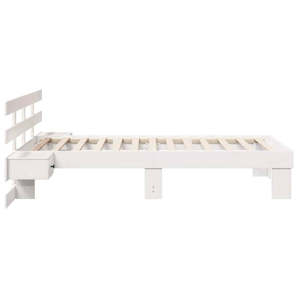 Bed Frame with Headboard White 75 x 190 cm Solid pine wood