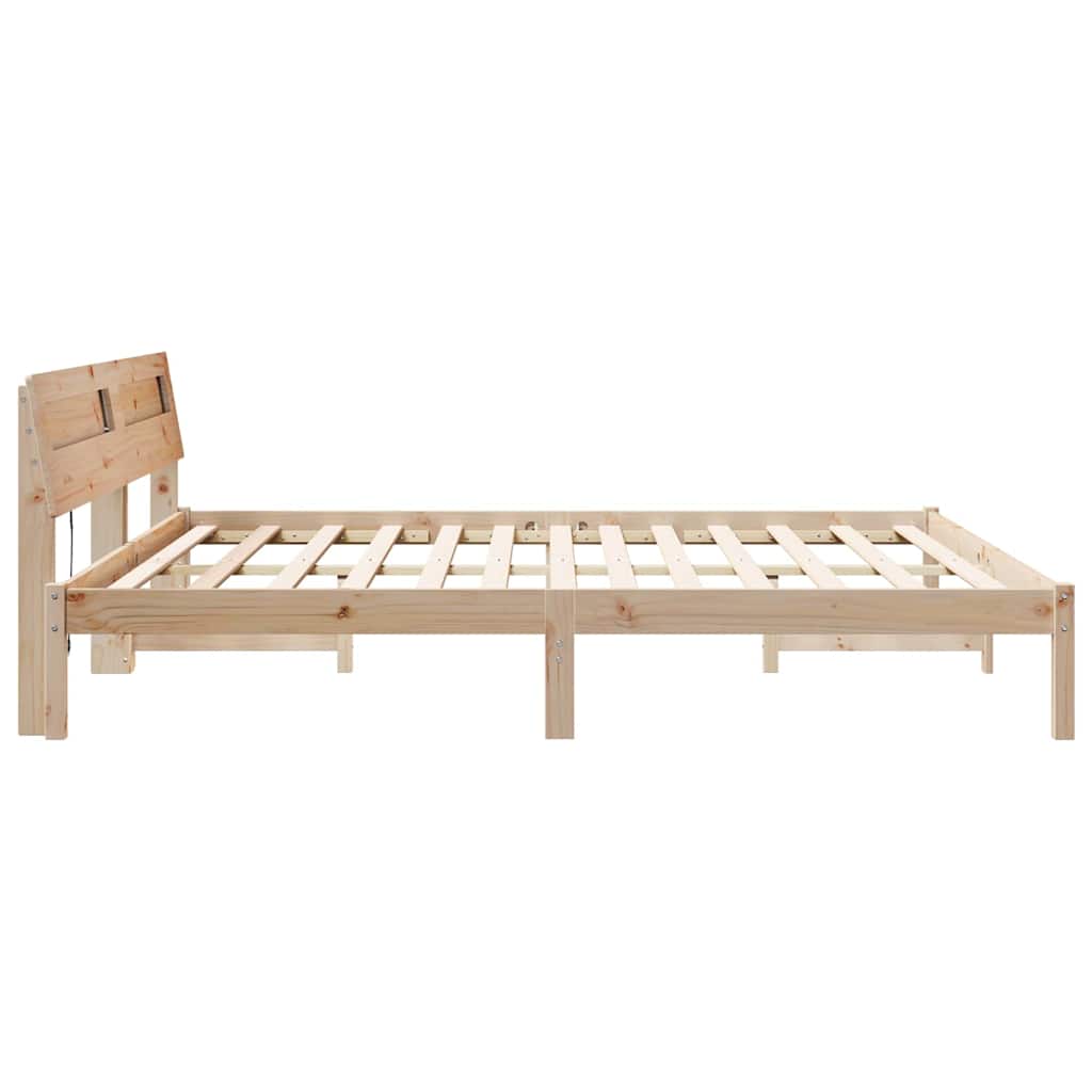 Bed Frame with Headboard Brown 180 x 200 cm Solid pine wood