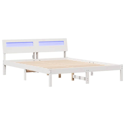 Bed Frame with Headboard White 160 x 200 cm Solid pine wood