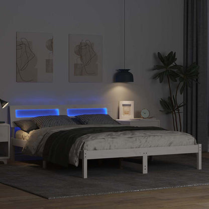 Bed Frame with Headboard White 150 x 200 cm Solid pine wood