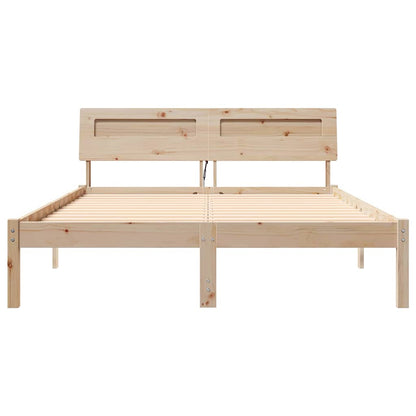 Bed Frame with Headboard Brown 135 x 190 cm Solid pine wood