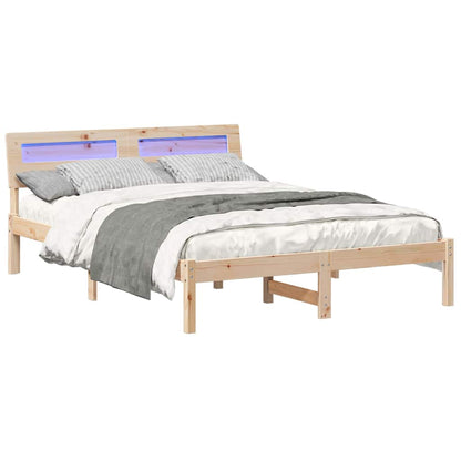 Bed Frame with Headboard Brown 135 x 190 cm Solid pine wood