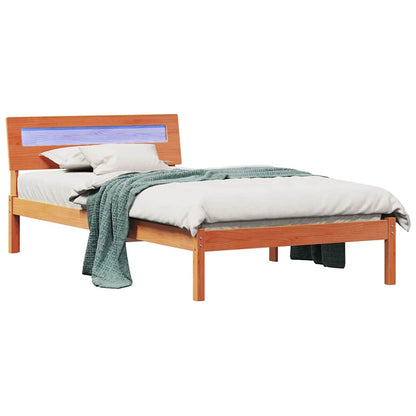 Bed Frame with Headboard Wax brown 100 x 200 cm Solid pine wood