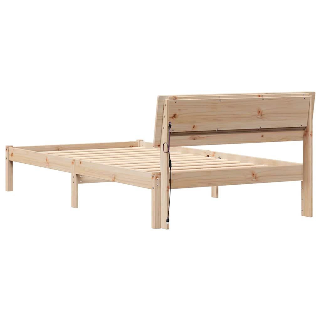 Bed Frame with Headboard Brown 90 x 200 cm Solid pine wood