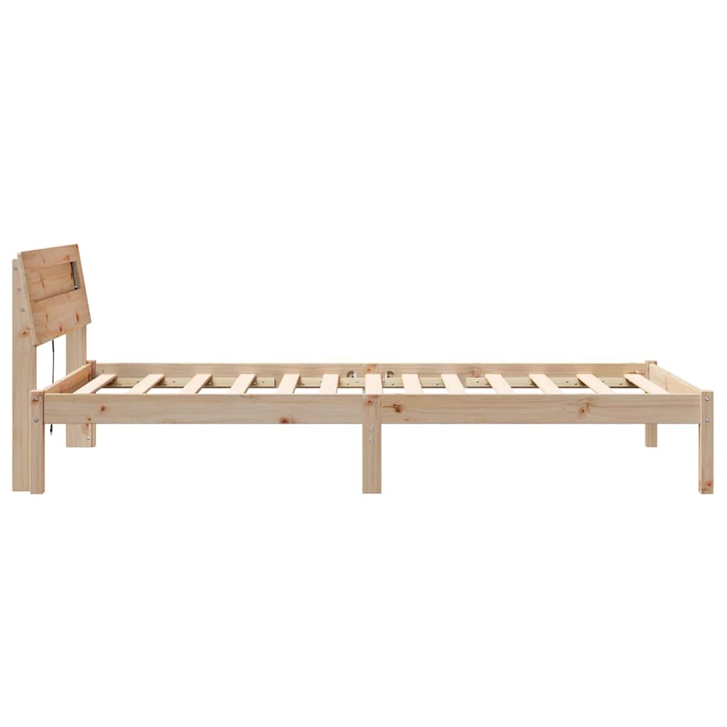 Bed Frame with Headboard Brown 90 x 200 cm Solid pine wood
