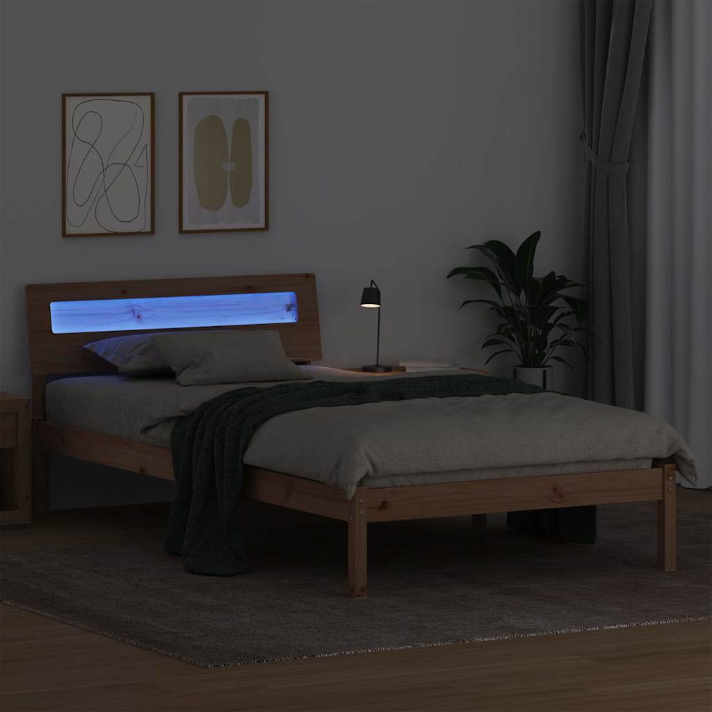 Bed Frame with Headboard Brown 80 x 200 cm Solid pine wood