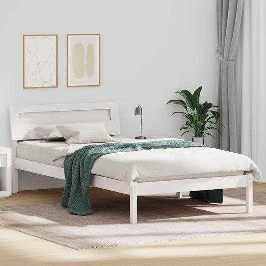 Bed Frame with Headboard White 80 x 200 cm Solid pine wood