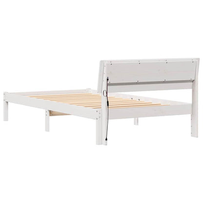 Bed Frame with Headboard White 80 x 200 cm Solid pine wood