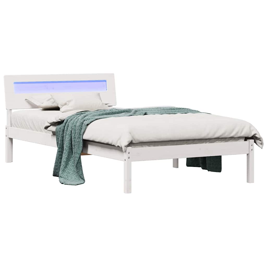 Bed Frame with Headboard White 80 x 200 cm Solid pine wood