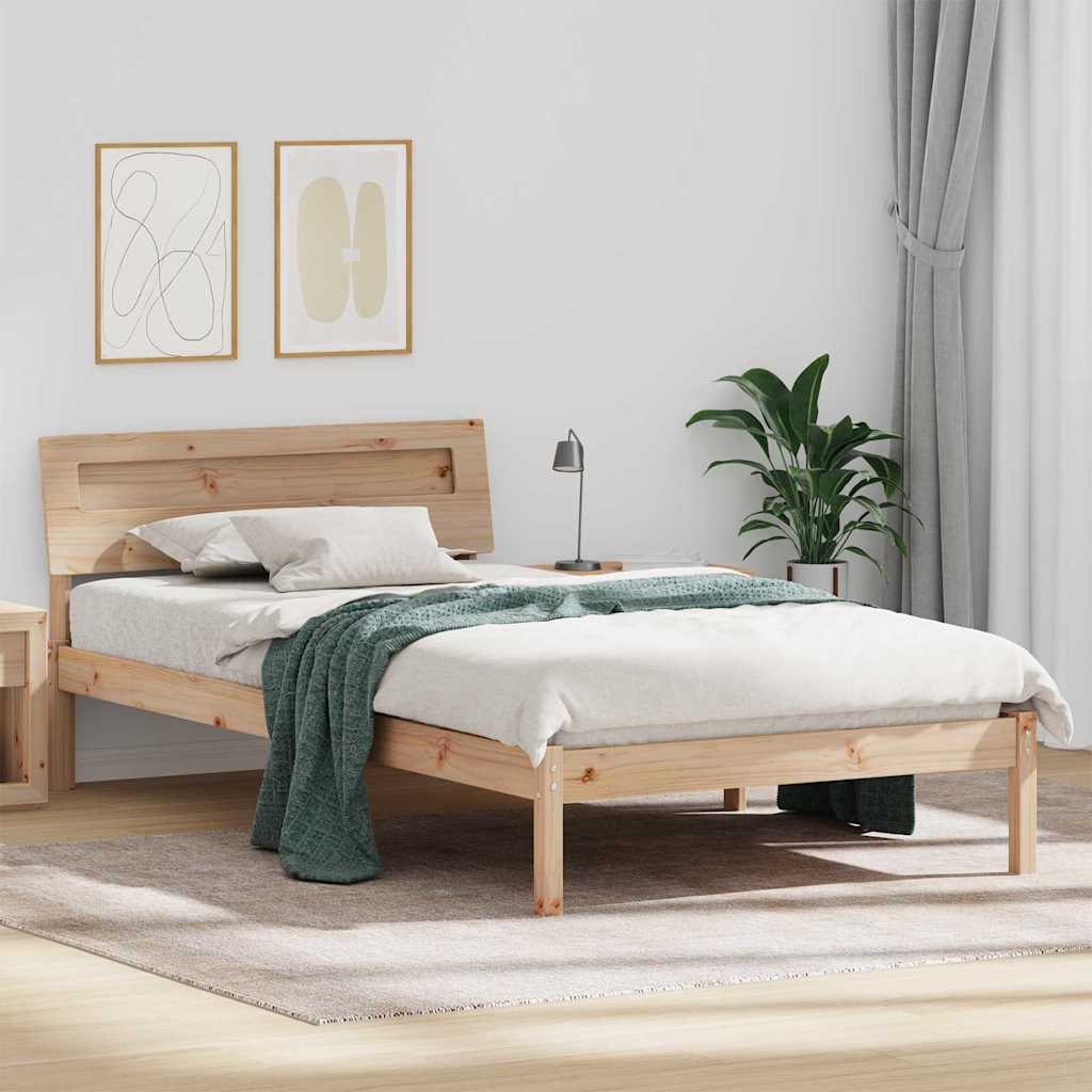 Bed Frame with Headboard Brown 90 x 190 cm Solid pine wood