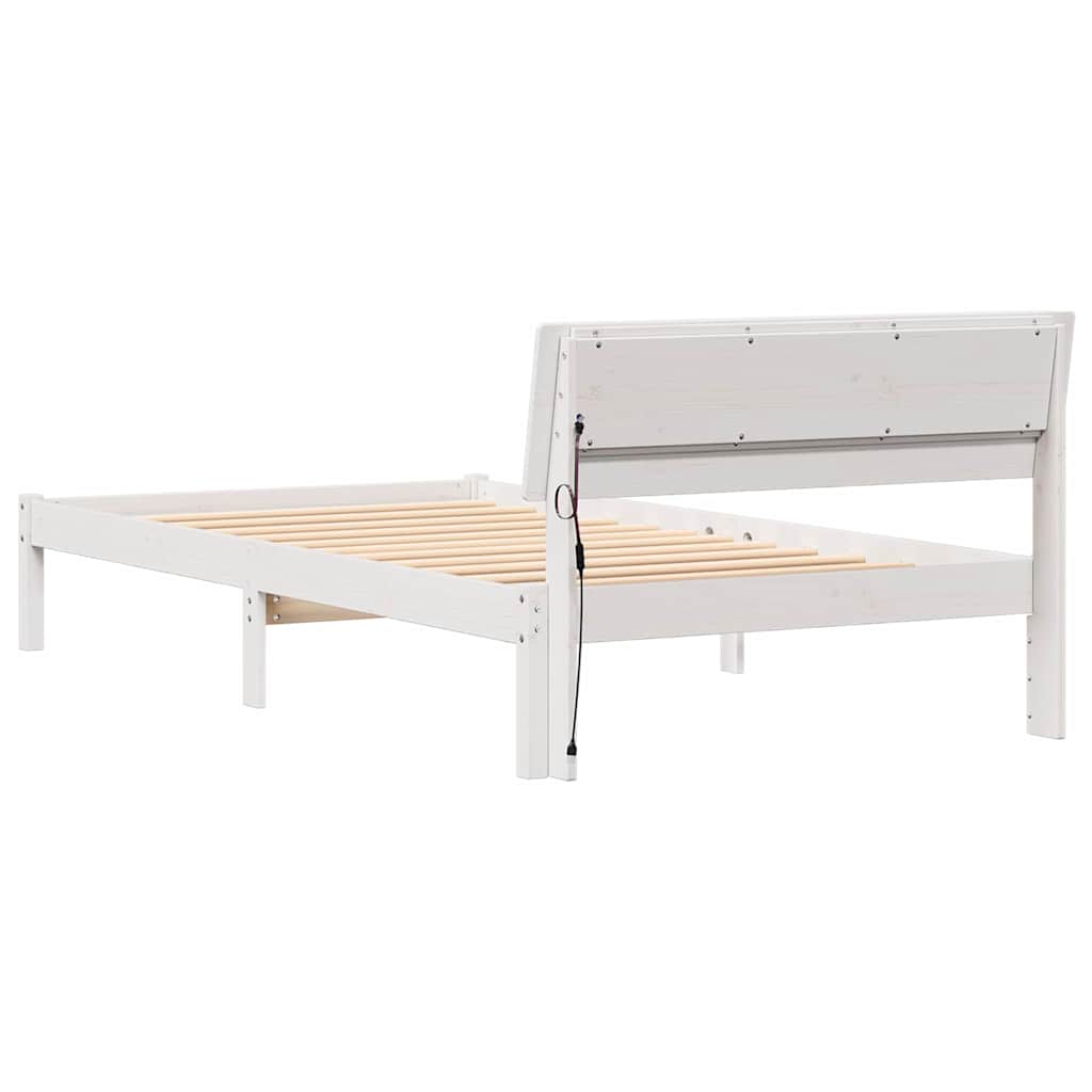 Bed Frame with Headboard White 90 x 190 cm Solid pine wood