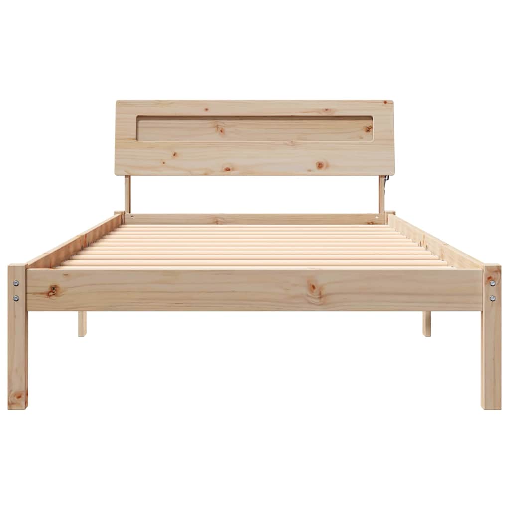 Bed Frame with Headboard Brown 75 x 190 cm Solid pine wood