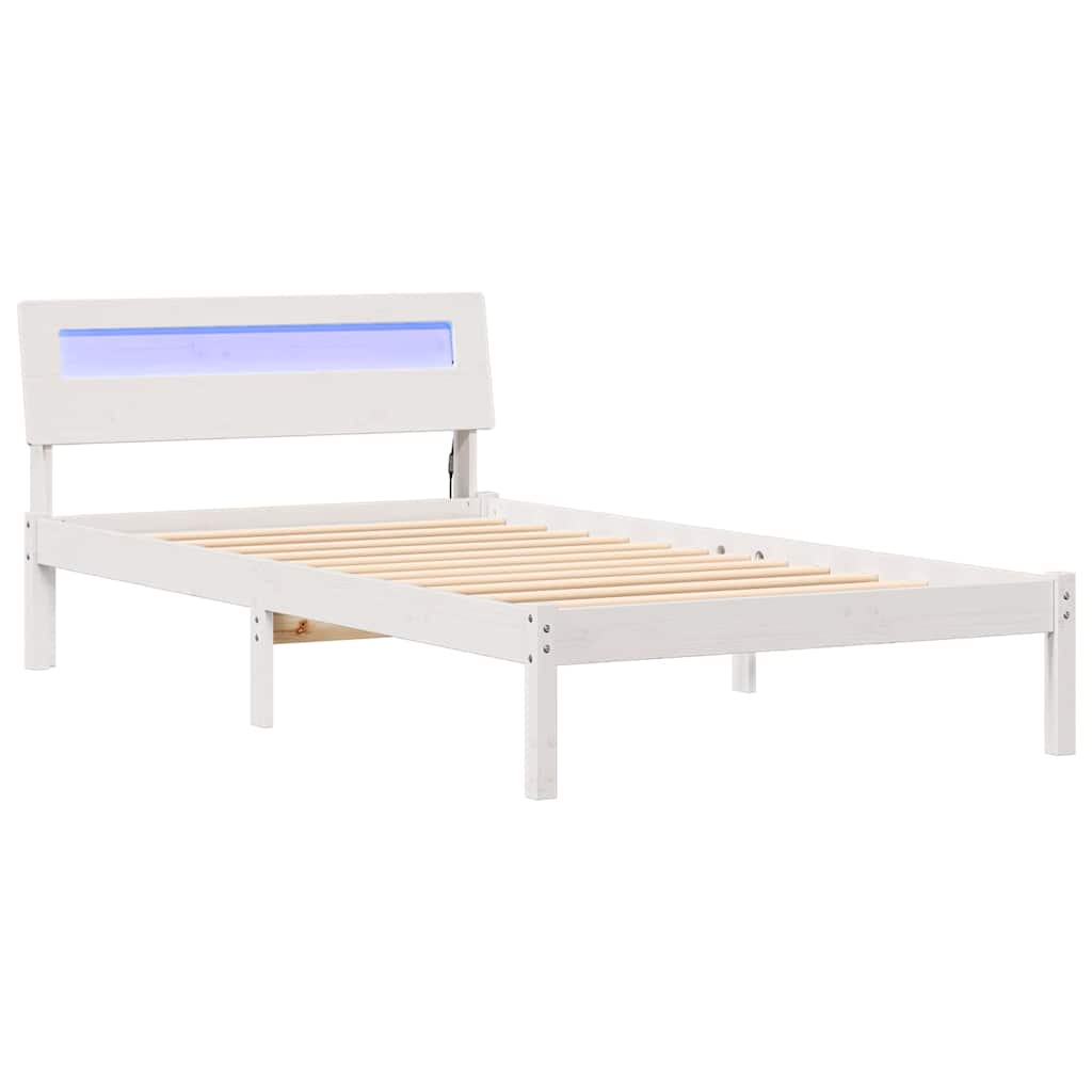 Bed Frame with Headboard White 75 x 190 cm Solid pine wood