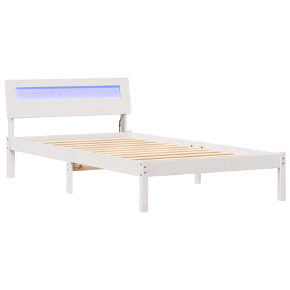 Bed Frame with Headboard White 75 x 190 cm Solid pine wood