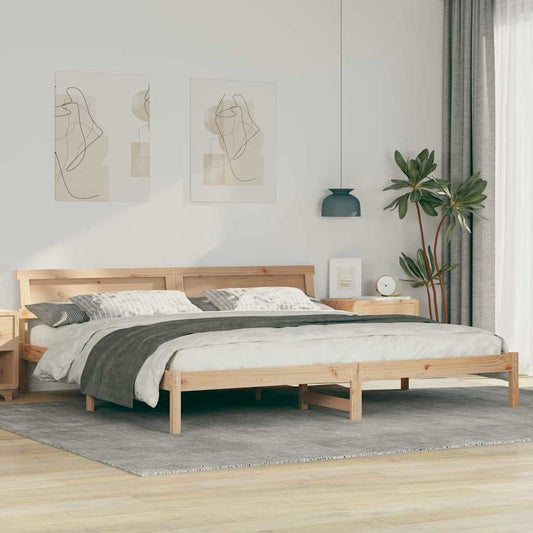Bed Frame with Headboard Brown 180 x 200 cm Solid pine wood