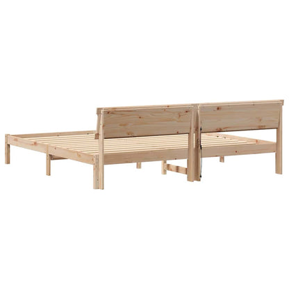 Bed Frame with Headboard Brown 180 x 200 cm Solid pine wood