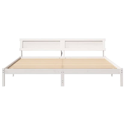 Bed Frame with Headboard White 180 x 200 cm Solid pine wood