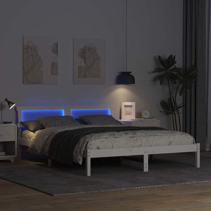 Bed Frame with Headboard White 150 x 200 cm Solid pine wood