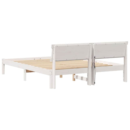 Bed Frame with Headboard White 140 x 200 cm Solid pine wood