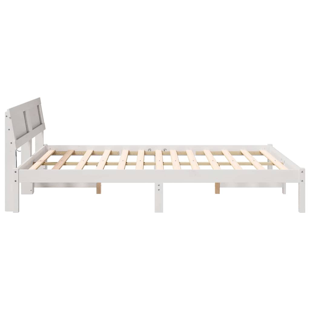 Bed Frame with Headboard White 140 x 200 cm Solid pine wood