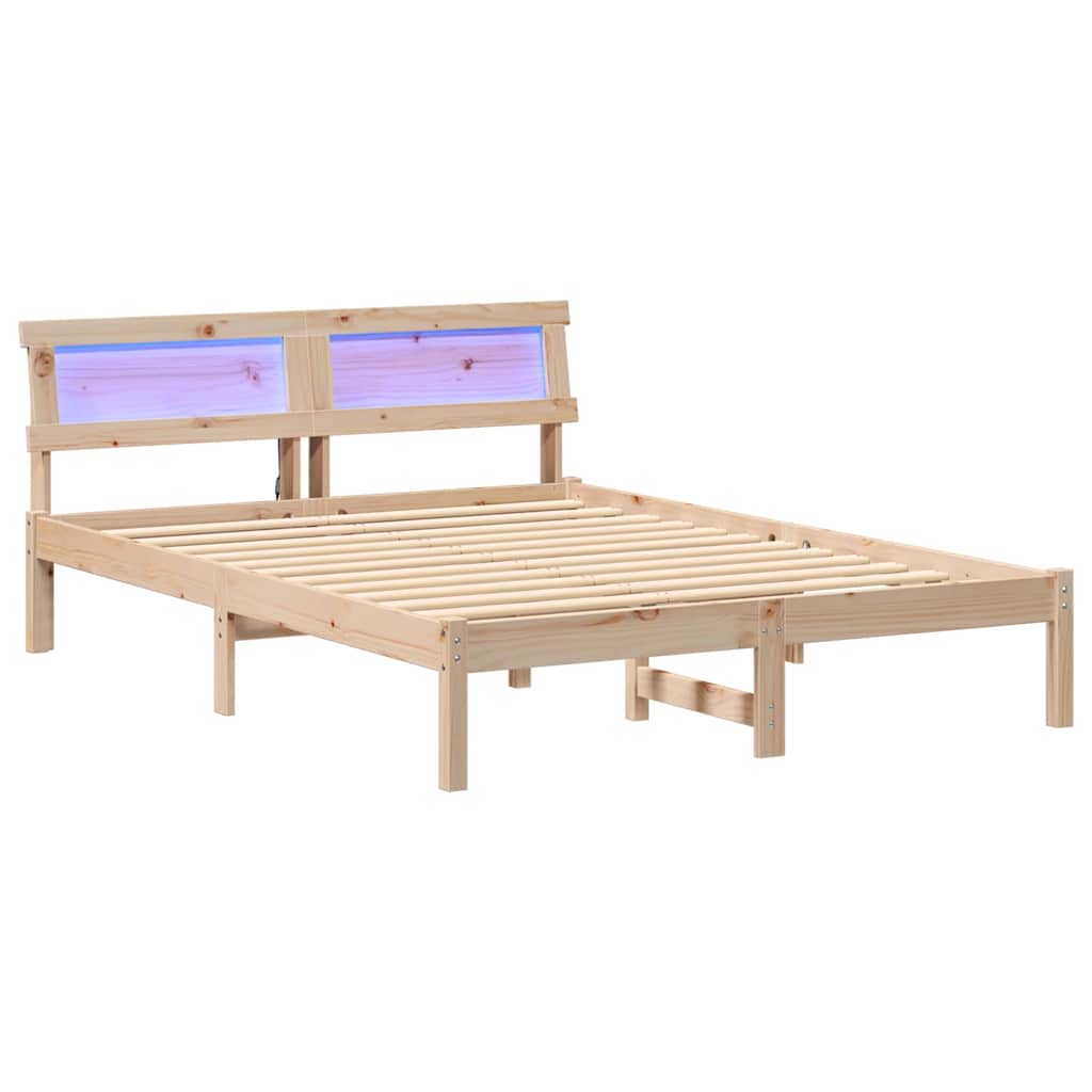 Bed Frame with Headboard Brown 135 x 190 cm Solid pine wood