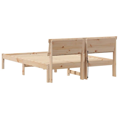 Bed Frame with Headboard Brown 135 x 190 cm Solid pine wood