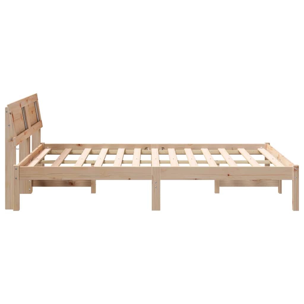 Bed Frame with Headboard Brown 135 x 190 cm Solid pine wood