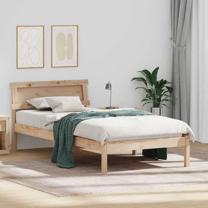 Bed Frame with Headboard Brown 90 x 200 cm Solid pine wood