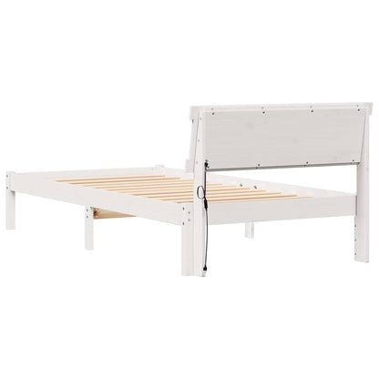 Bed Frame with Headboard White 90 x 200 cm Solid pine wood