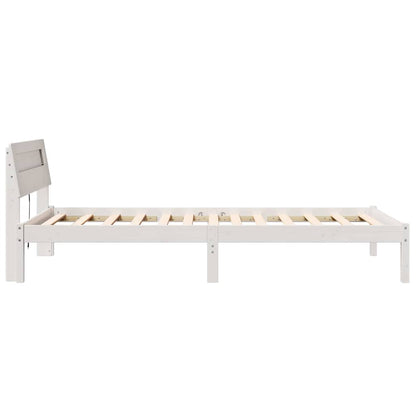 Bed Frame with Headboard White 90 x 200 cm Solid pine wood