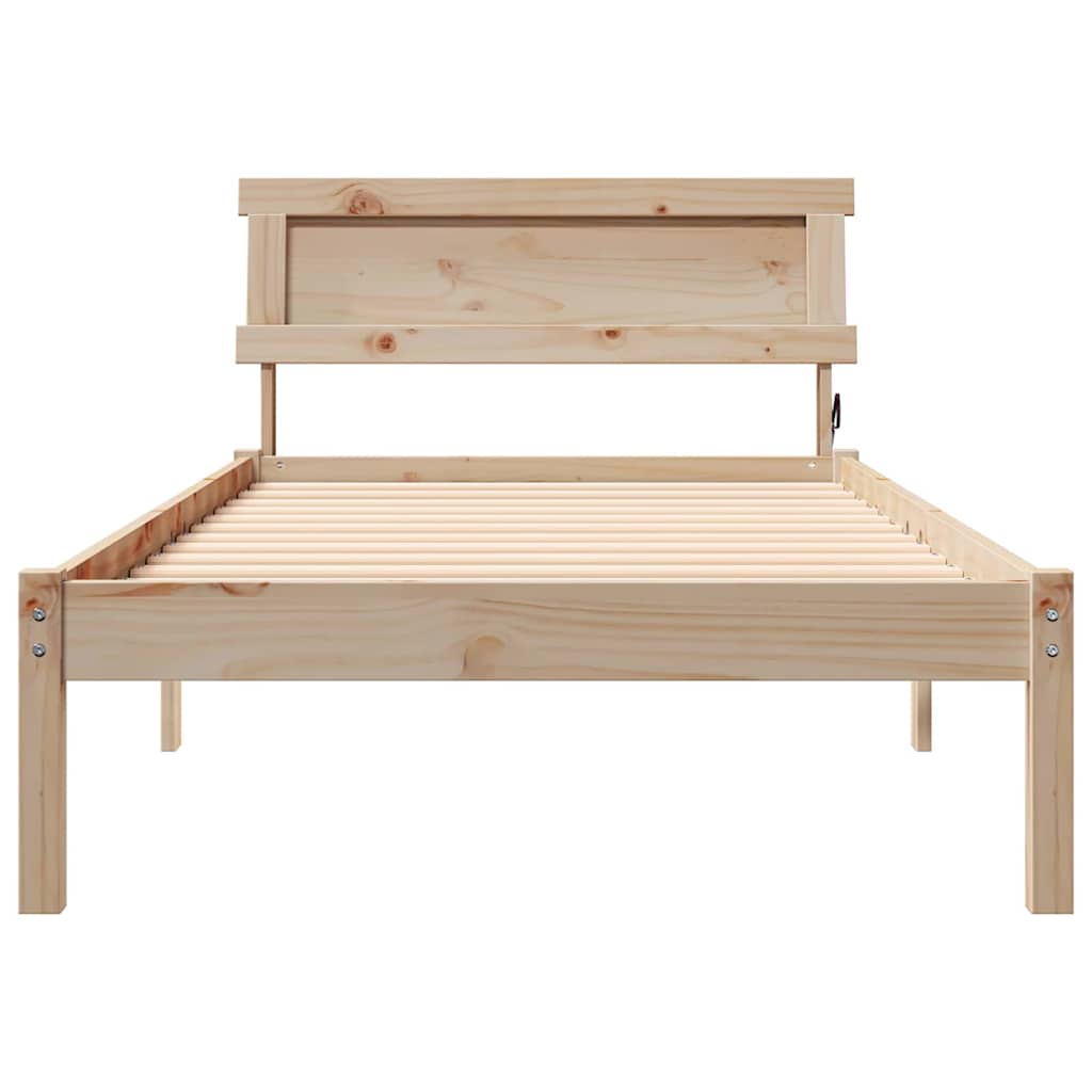 Bed Frame with Headboard Brown 90 x 190 cm Solid pine wood