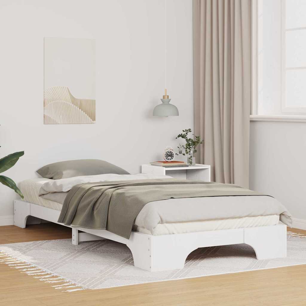 Bed Frame White 80 x 210 cm Solid Pine Wood