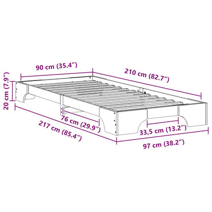 Bed Frame Brown 90 x 210 cm Solid Pine Wood