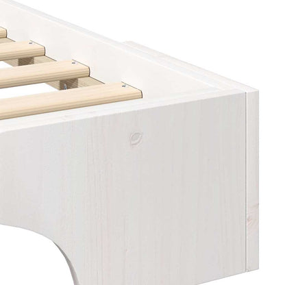 Bed Frame White 100 x 210 cm Solid Pine Wood