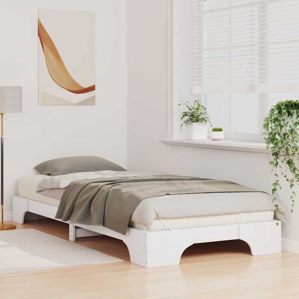 Bed Frame White 100 x 210 cm Solid Pine Wood
