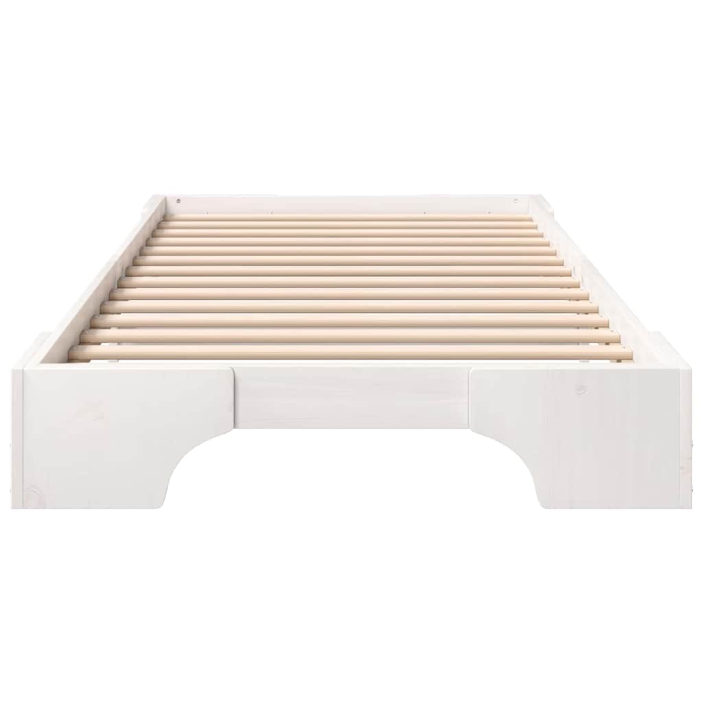 Bed Frame White 100 x 210 cm Solid Pine Wood